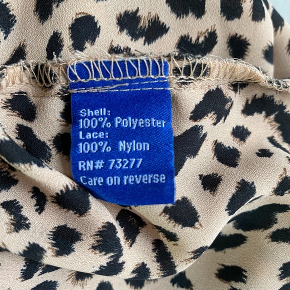 APT 9 Women's XL Black Lace Contrast Tan Cheetah Print Flowy Chic Blouse - Picture 7 of 7